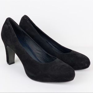 Eileen Fisher Black Suede Block Heel Pumps | Size 9.5